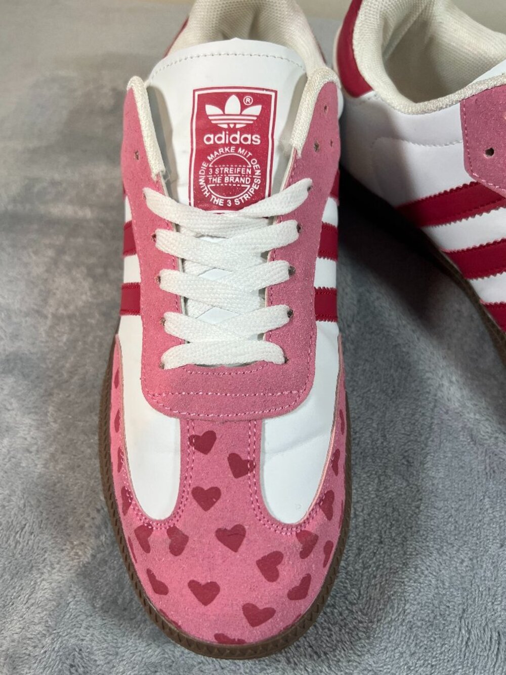 pink Adidas Samba Valentines day edition with heart print 9.5M